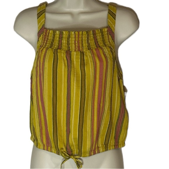 Prana NWT Little Palm Cami gold with stripes and drawstring at hem size XS - Picture 1 of 8